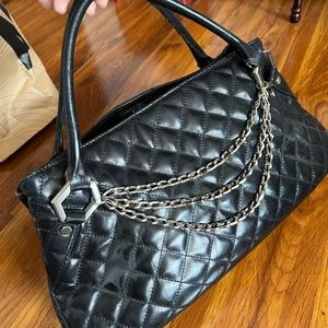 Hype Quilted Satchel Black Leather Women Handbag Purse
